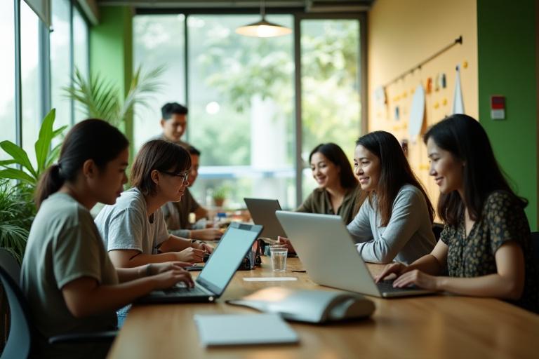 Isang pangkat ng mga developer sa isang modernong opisina sa Manila, sumisimbolo sa paglago ng tech sa Pilipinas